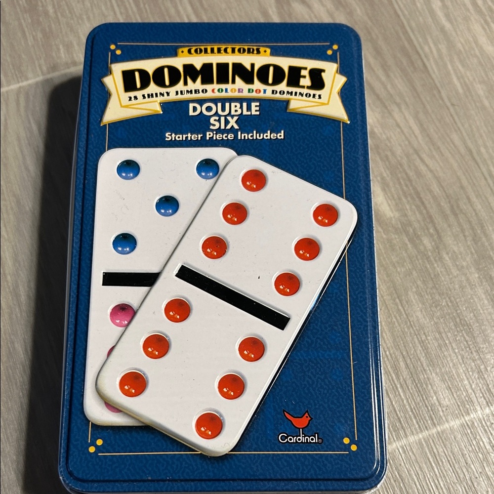 Cardinal Collectors Dominoes Set - White with Red and Blue Dots